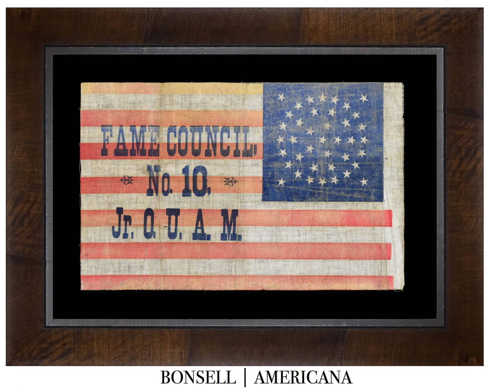 Highly Unusual 40 Star Antique Flag with a Medallion and Junior